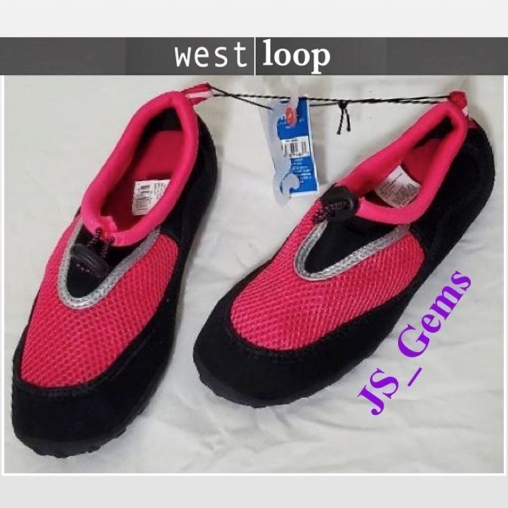 New Small Stretchy Pink & Black Mesh Water Shoes